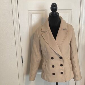 Classic Tan Double-Breasted Women's Coat
